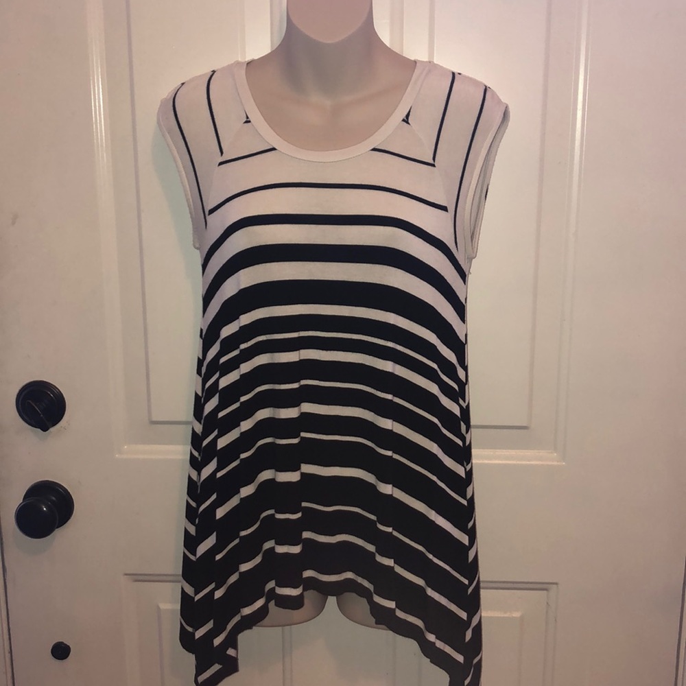 Stretchy Black and White Striped Shirt